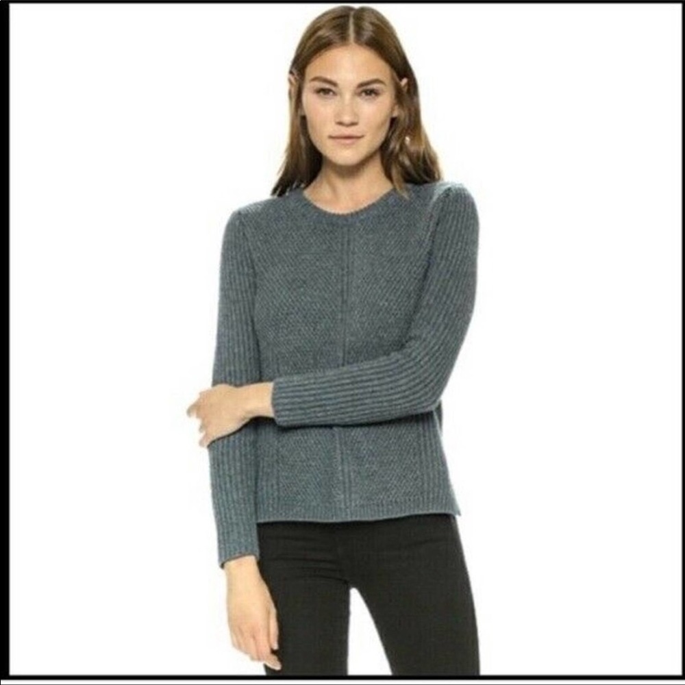MADEWELL HEXCOMB TEXTURED GRAY CREW NECK SWEATER